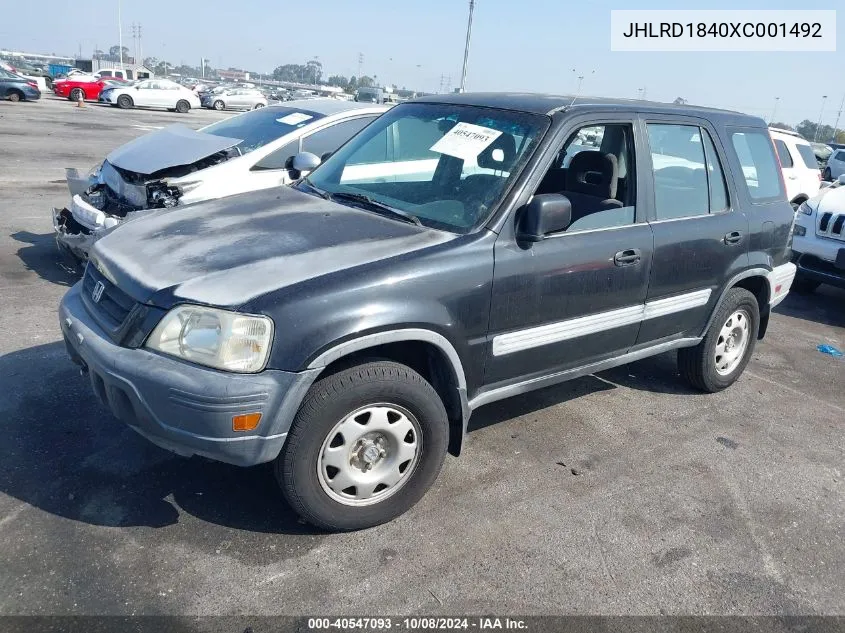 1999 Honda Cr-V Lx VIN: JHLRD1840XC001492 Lot: 40547093