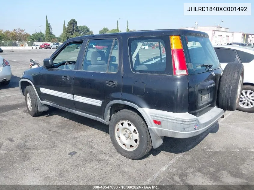 1999 Honda Cr-V Lx VIN: JHLRD1840XC001492 Lot: 40547093