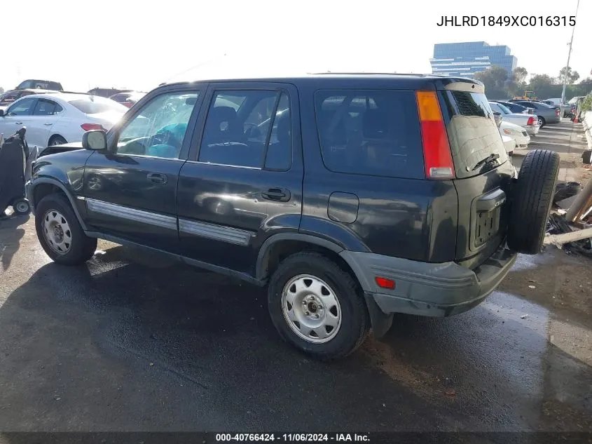 1999 Honda Cr-V Lx VIN: JHLRD1849XC016315 Lot: 40766424