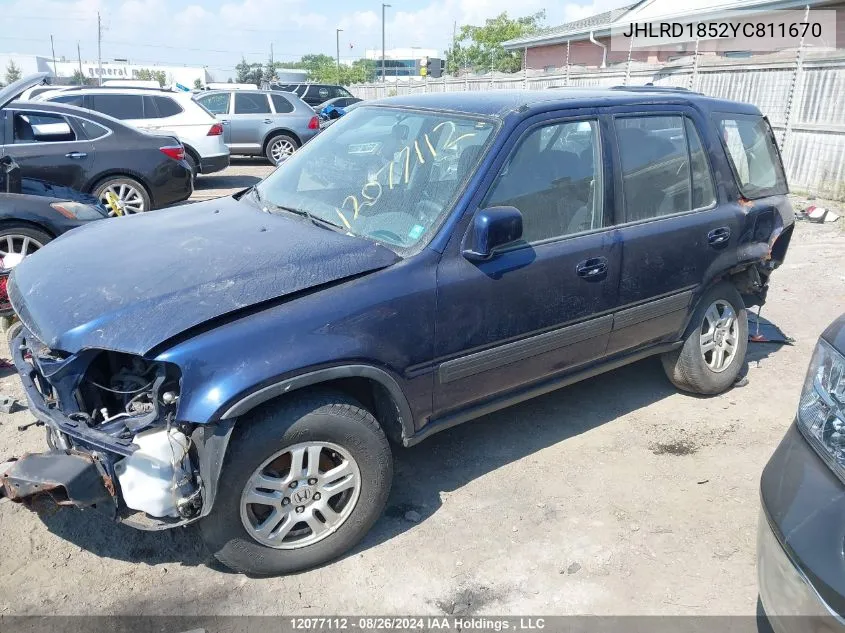 2000 Honda Cr-V Ex VIN: JHLRD1852YC811670 Lot: 12077112