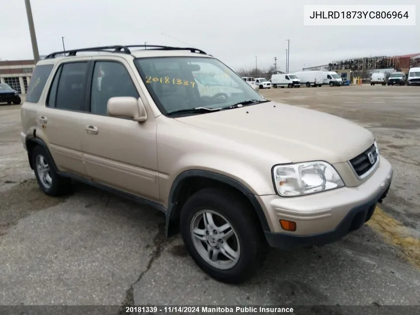 2000 Honda Cr-V VIN: JHLRD1873YC806964 Lot: 20181339