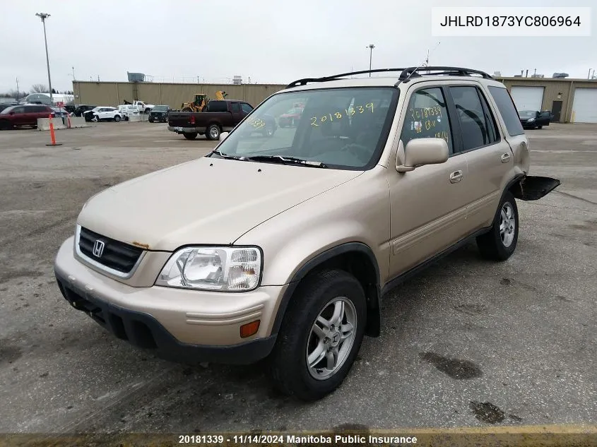 2000 Honda Cr-V VIN: JHLRD1873YC806964 Lot: 20181339