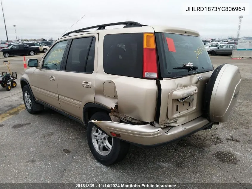 2000 Honda Cr-V VIN: JHLRD1873YC806964 Lot: 20181339