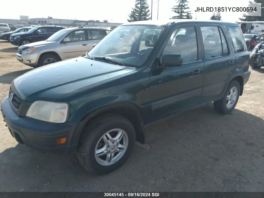 2000 Honda Cr-V Ex VIN: JHLRD1851YC800594 Lot: 30045145