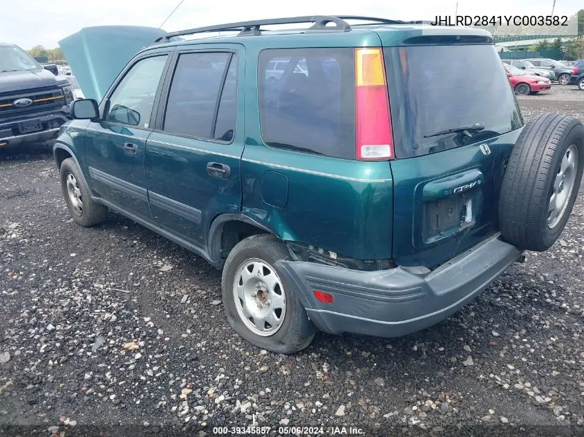 2000 Honda Cr-V Lx VIN: JHLRD2841YC003582 Lot: 39345857