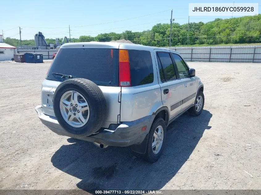 2000 Honda Cr-V Ex VIN: JHLRD1860YC059928 Lot: 39477713