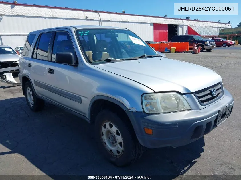 2000 Honda Cr-V Lx VIN: JHLRD2842YC000061 Lot: 39859184