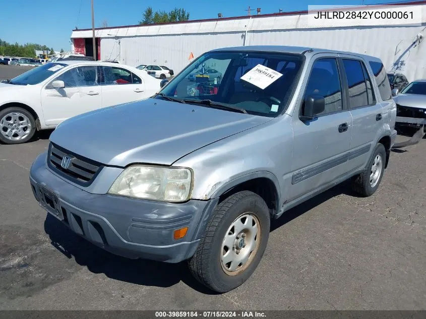 2000 Honda Cr-V Lx VIN: JHLRD2842YC000061 Lot: 39859184