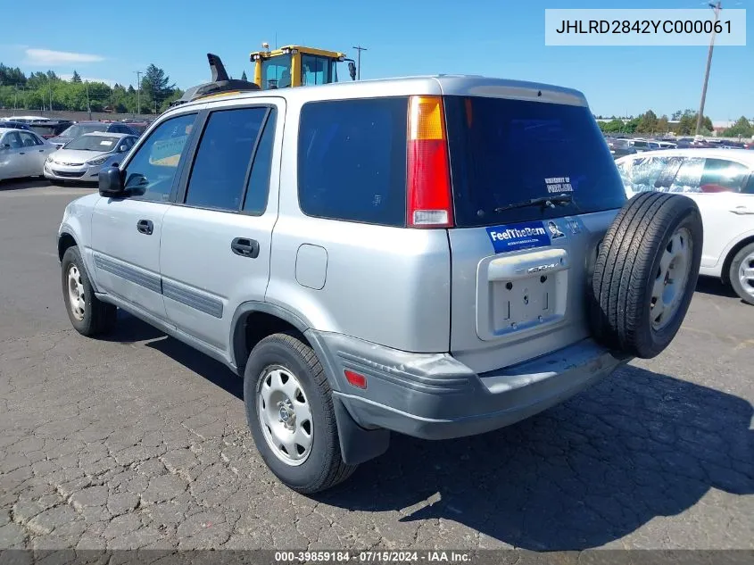 2000 Honda Cr-V Lx VIN: JHLRD2842YC000061 Lot: 39859184