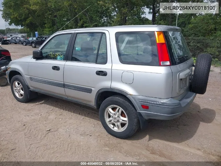 2000 Honda Cr-V Lx VIN: JHLRD284XYC018100 Lot: 40048032