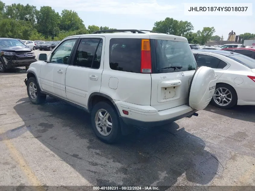 2000 Honda Cr-V Special Edition VIN: JHLRD1874YS018037 Lot: 40159231