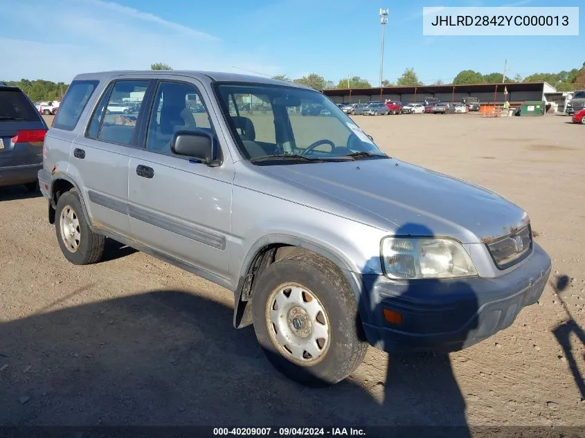 2000 Honda Cr-V Lx VIN: JHLRD2842YC000013 Lot: 40209007