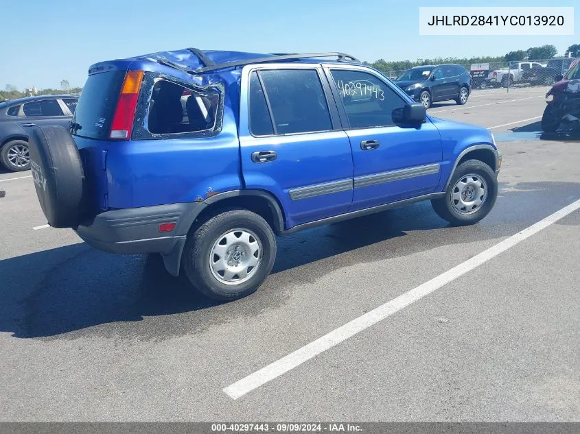 2000 Honda Cr-V Lx VIN: JHLRD2841YC013920 Lot: 40297443