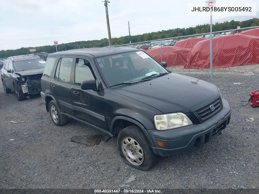 2000 Honda Cr-V Ex VIN: JHLRD1868YS005492 Lot: 40351447