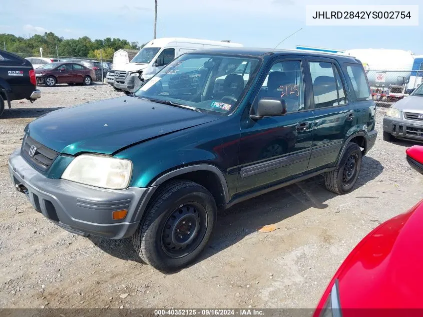 2000 Honda Cr-V Lx VIN: JHLRD2842YS002754 Lot: 40352125