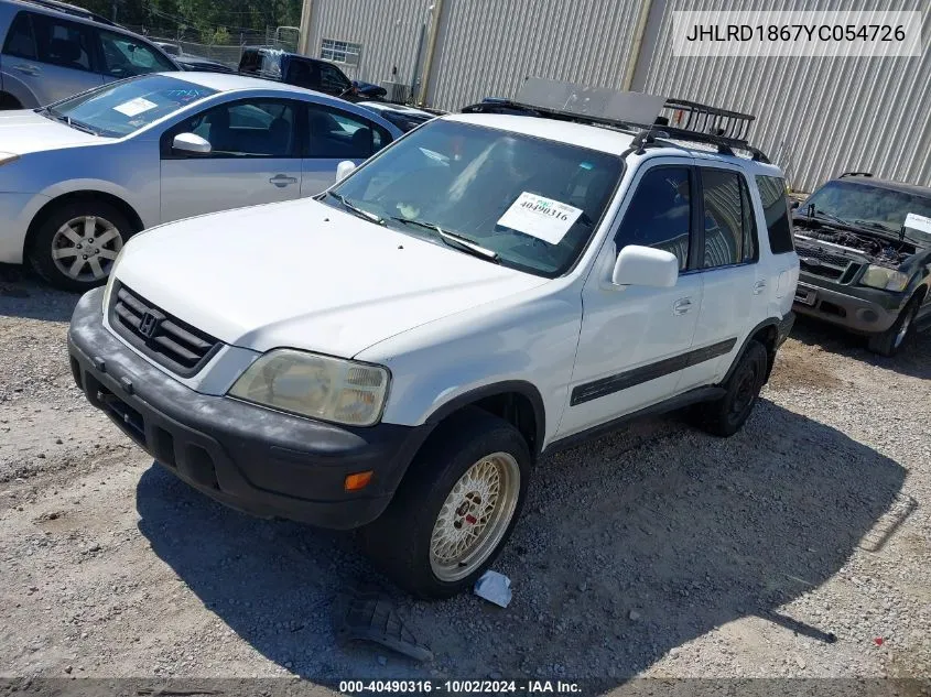 2000 Honda Cr-V Ex VIN: JHLRD1867YC054726 Lot: 40490316