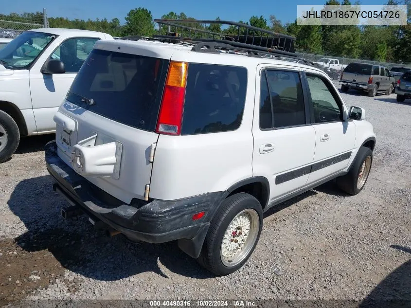 2000 Honda Cr-V Ex VIN: JHLRD1867YC054726 Lot: 40490316