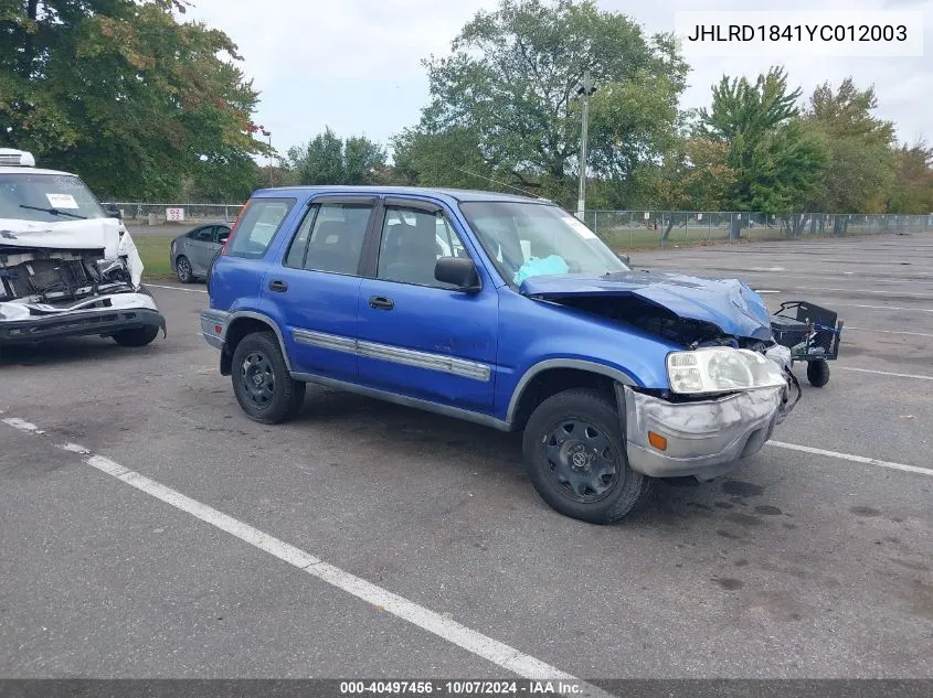 2000 Honda Cr-V Lx VIN: JHLRD1841YC012003 Lot: 40497456