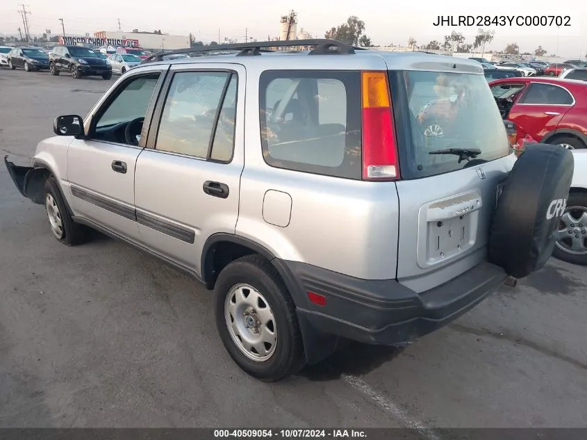 2000 Honda Cr-V Lx VIN: JHLRD2843YC000702 Lot: 40509054