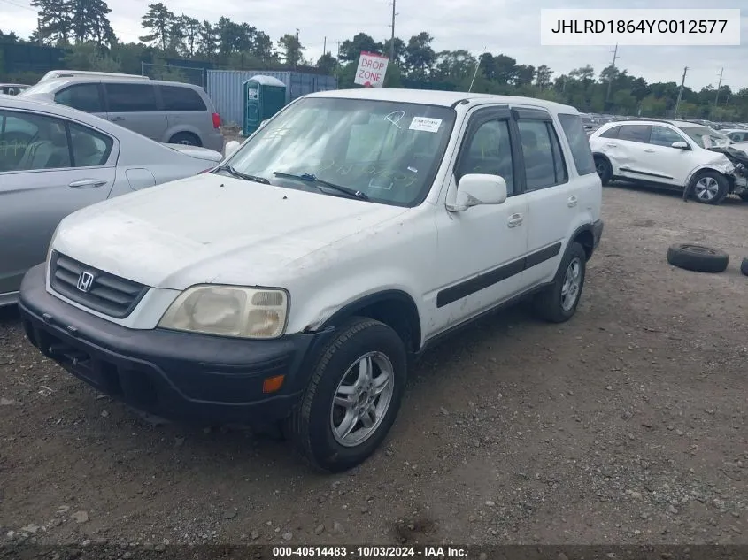 2000 Honda Cr-V Ex VIN: JHLRD1864YC012577 Lot: 40514483