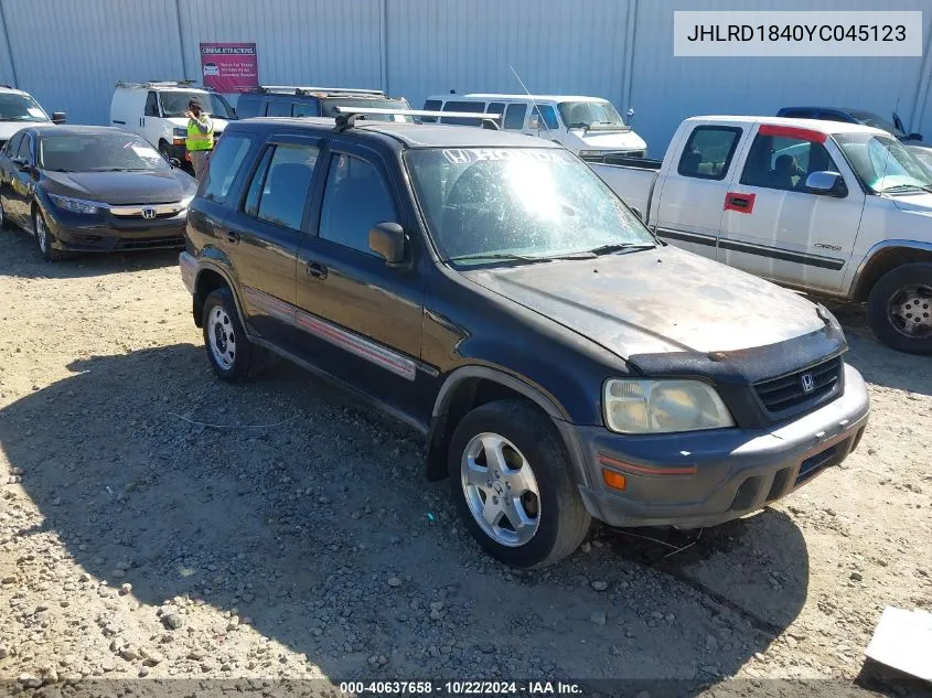 2000 Honda Cr-V Lx VIN: JHLRD1840YC045123 Lot: 40637658