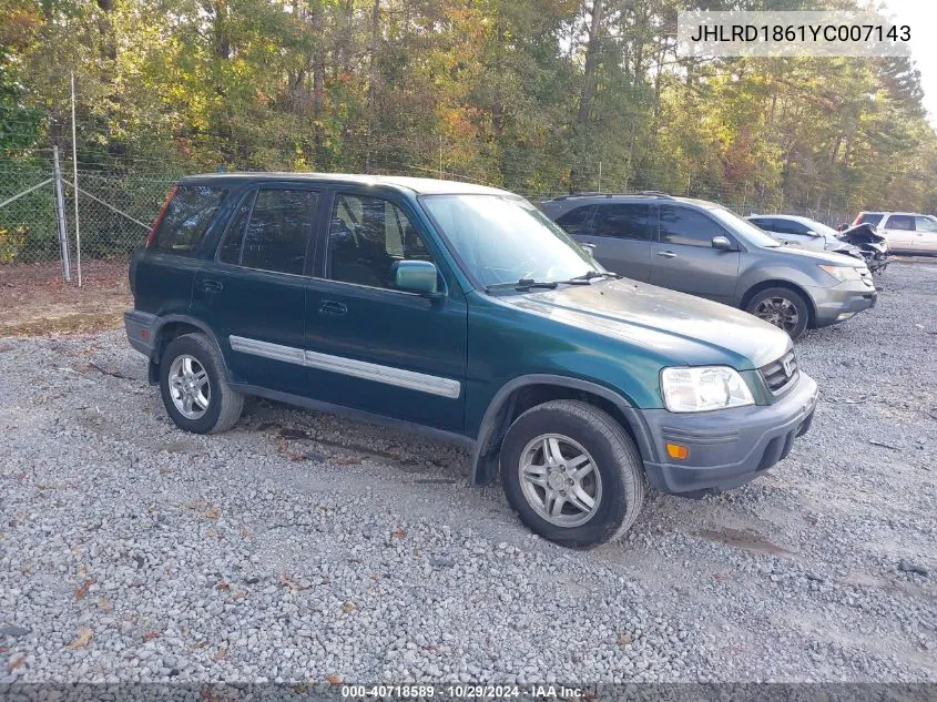 2000 Honda Cr-V Ex VIN: JHLRD1861YC007143 Lot: 40718589