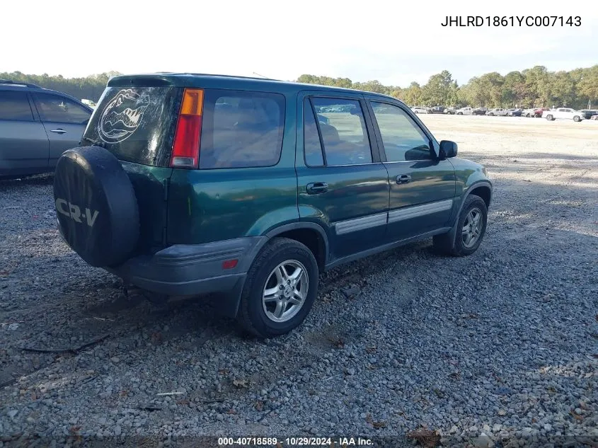 2000 Honda Cr-V Ex VIN: JHLRD1861YC007143 Lot: 40718589