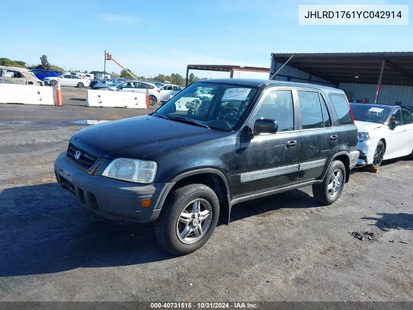 2000 Honda Cr-V Ex VIN: JHLRD1761YC042914 Lot: 40731515