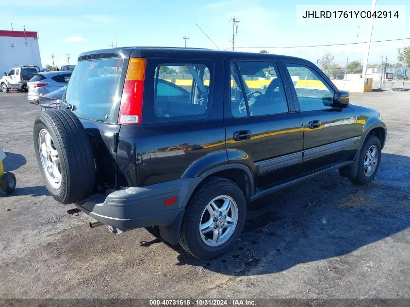 2000 Honda Cr-V Ex VIN: JHLRD1761YC042914 Lot: 40731515