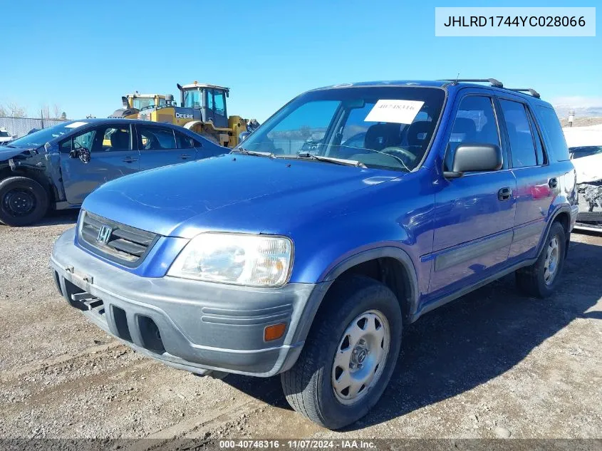 2000 Honda Cr-V Lx VIN: JHLRD1744YC028066 Lot: 40748316