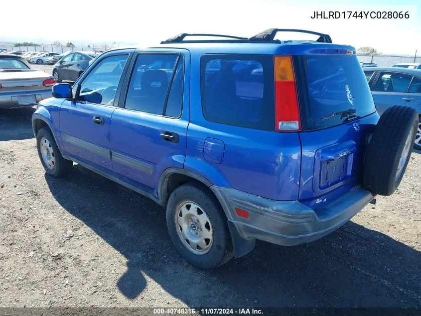 2000 Honda Cr-V Lx VIN: JHLRD1744YC028066 Lot: 40748316