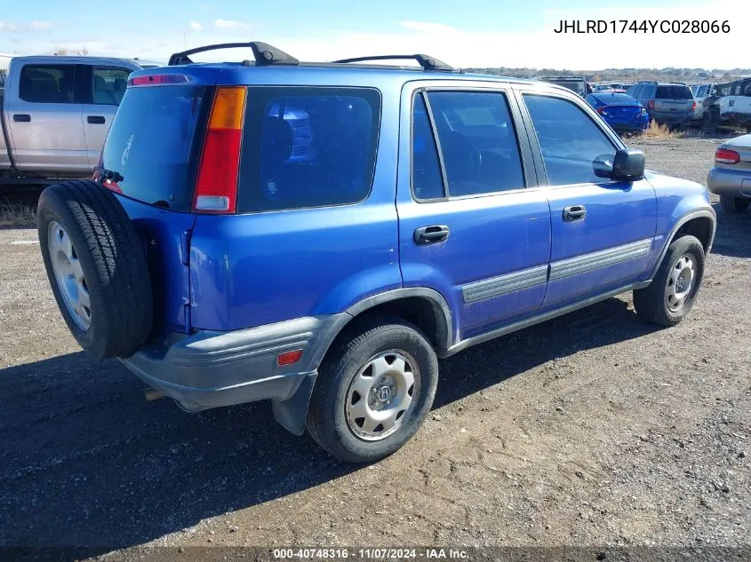 2000 Honda Cr-V Lx VIN: JHLRD1744YC028066 Lot: 40748316