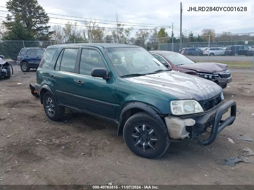 2000 Honda Cr-V Lx VIN: JHLRD2840YC001628 Lot: 40763515