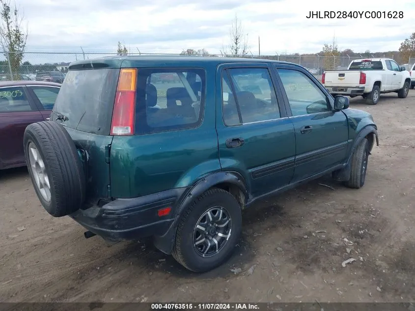 2000 Honda Cr-V Lx VIN: JHLRD2840YC001628 Lot: 40763515