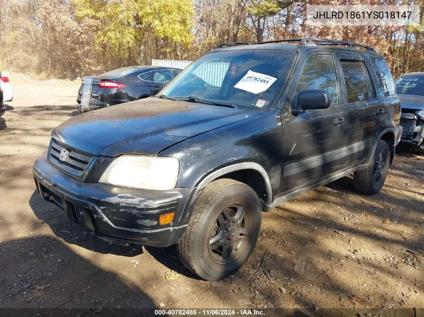 2000 Honda Cr-V Ex VIN: JHLRD1861YS018147 Lot: 40782485