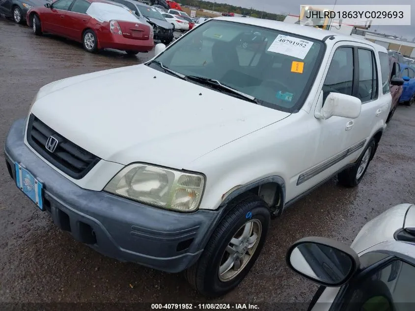 2000 Honda Cr-V Ex VIN: JHLRD1863YC029693 Lot: 40791952