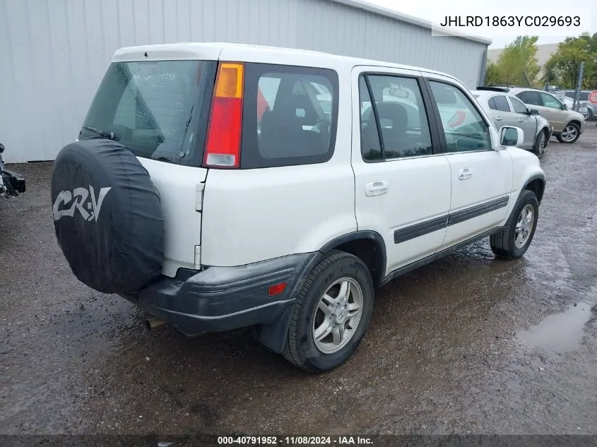 2000 Honda Cr-V Ex VIN: JHLRD1863YC029693 Lot: 40791952