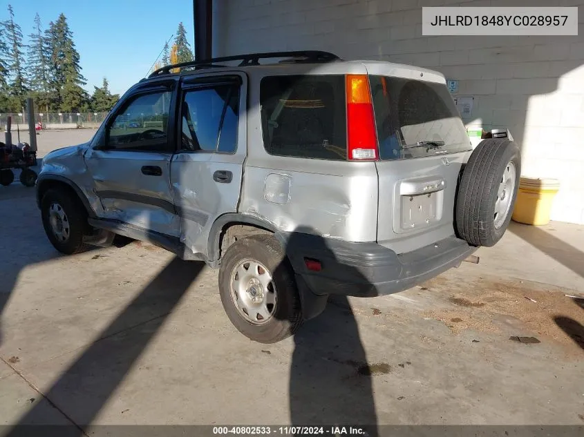 2000 Honda Cr-V Lx VIN: JHLRD1848YC028957 Lot: 40802533