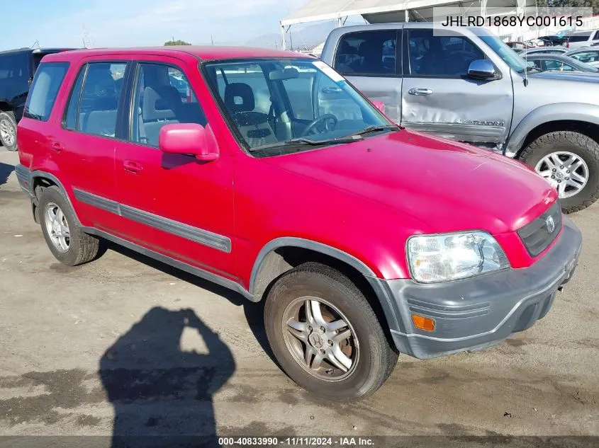 2000 Honda Cr-V Ex VIN: JHLRD1868YC001615 Lot: 40833990