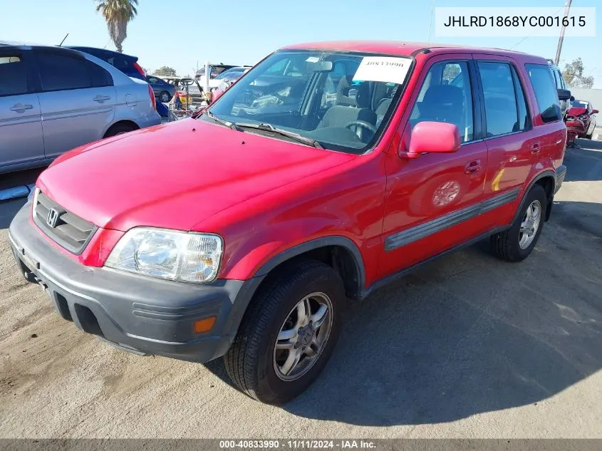 2000 Honda Cr-V Ex VIN: JHLRD1868YC001615 Lot: 40833990