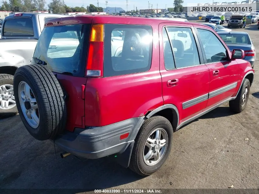 2000 Honda Cr-V Ex VIN: JHLRD1868YC001615 Lot: 40833990