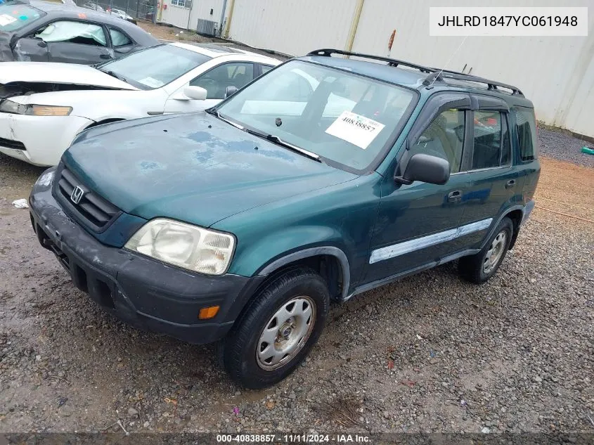 2000 Honda Cr-V Lx VIN: JHLRD1847YC061948 Lot: 40838857