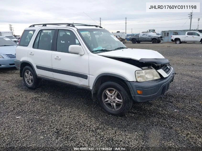 2000 Honda Cr-V Ex VIN: JHLRD1760YC011198 Lot: 40897833