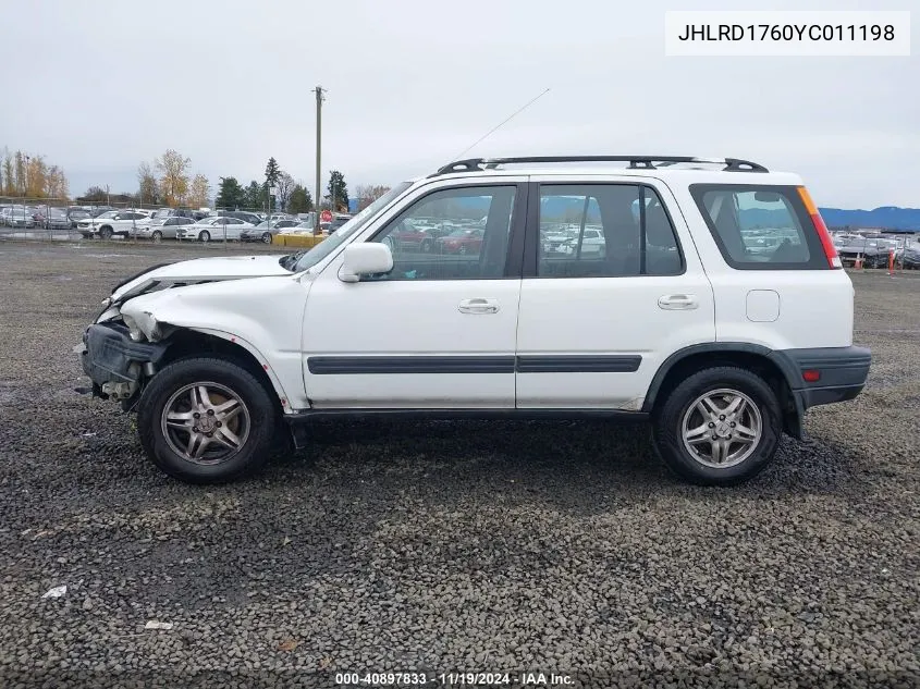 2000 Honda Cr-V Ex VIN: JHLRD1760YC011198 Lot: 40897833