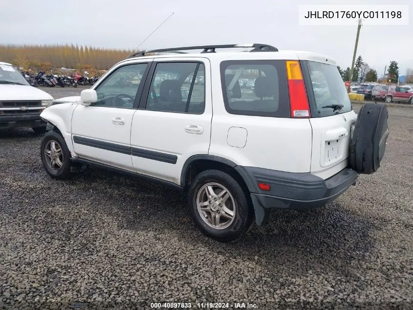 2000 Honda Cr-V Ex VIN: JHLRD1760YC011198 Lot: 40897833