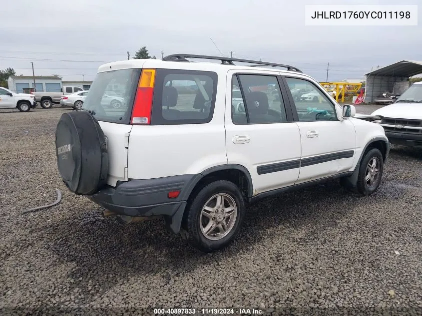 2000 Honda Cr-V Ex VIN: JHLRD1760YC011198 Lot: 40897833