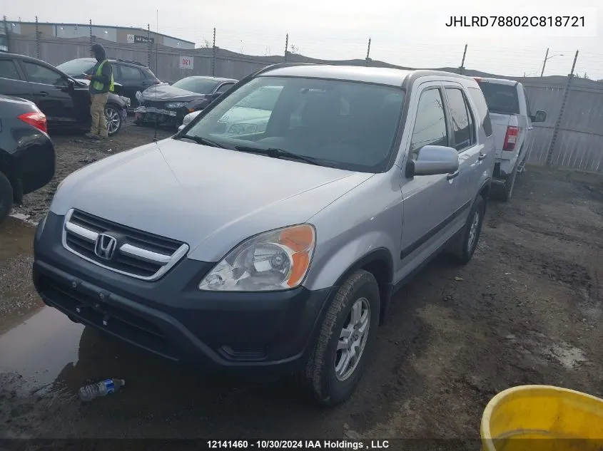 2002 Honda Cr-V Ex VIN: JHLRD78802C818721 Lot: 12141460