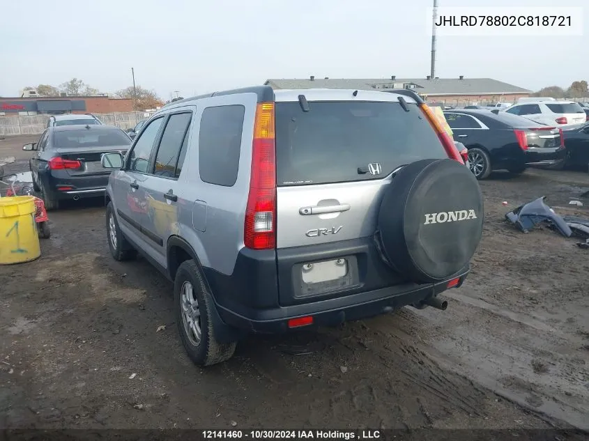 2002 Honda Cr-V Ex VIN: JHLRD78802C818721 Lot: 12141460