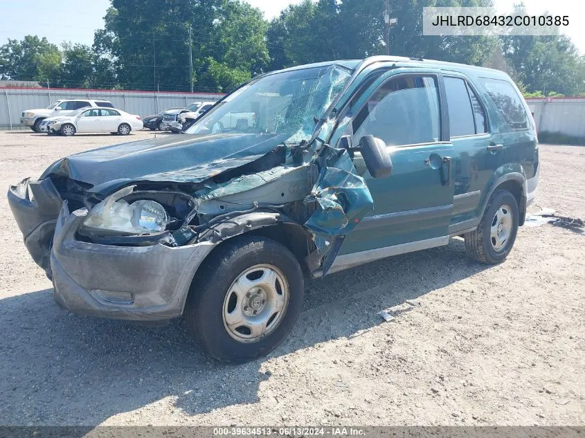 2002 Honda Cr-V Lx VIN: JHLRD68432C010385 Lot: 39634513