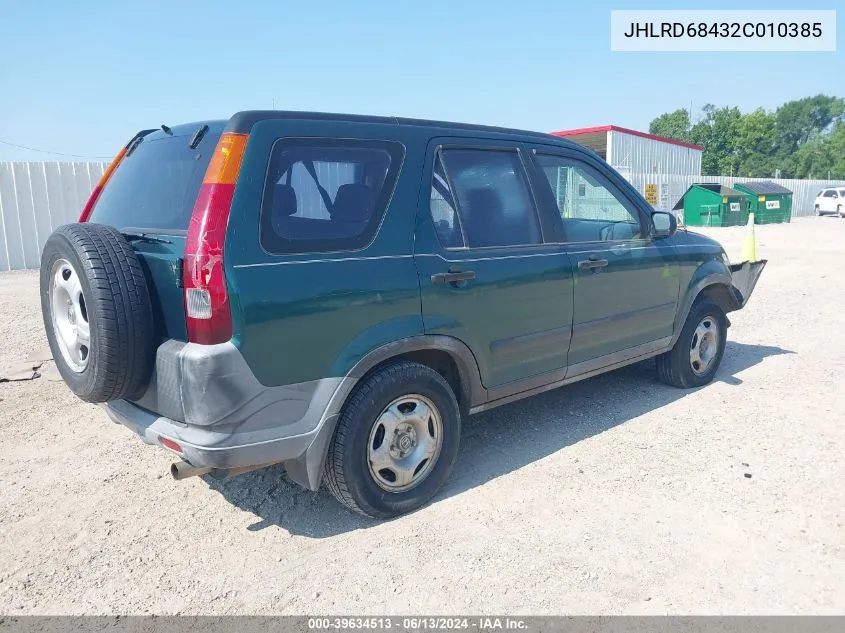 2002 Honda Cr-V Lx VIN: JHLRD68432C010385 Lot: 39634513